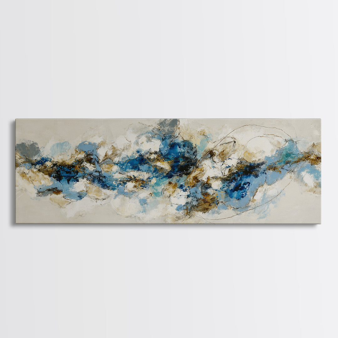 Abstract Water Forms Framed Canvas Print, Art, Textured Painting, Living Room Decor, Abstract Art, Digital Wall Art, ART-3x1-59
