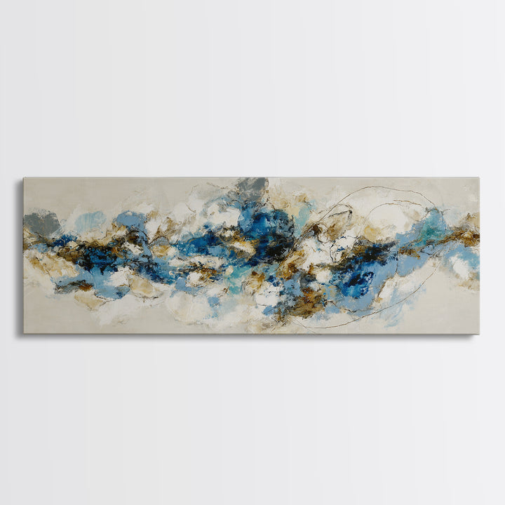 Abstract Water Forms Framed Canvas Print, Art, Textured Painting, Living Room Decor, Abstract Art, Digital Wall Art, ART-3x1-59