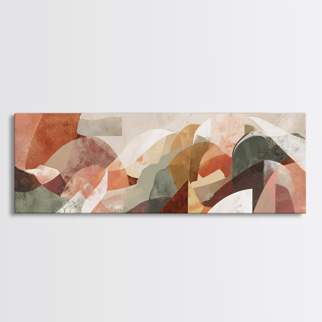 Modern Sculptural Shapes Rendered as Painted Forms Canvas Print, Art, Neutral Decor, Living Room Decor, Abstract Art, ART-3x1-70