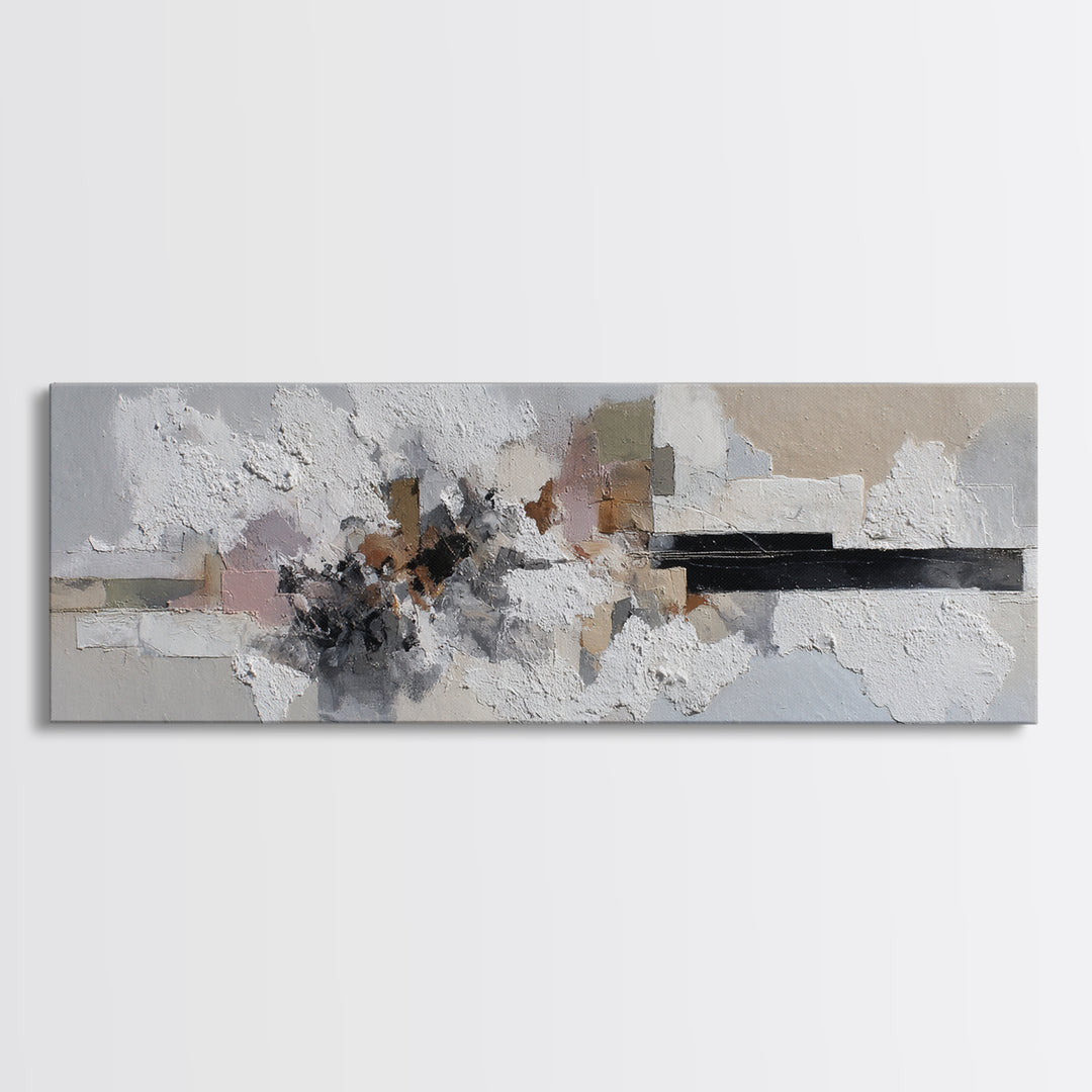 Textured Neutral Abstraction Framed Canvas Print, Art, Art Nouveau, Living Room Decor, Fine Art, Abstract Wall Art, ART-3x1-77
