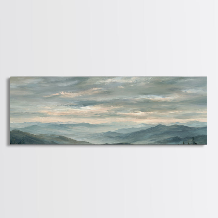 Quiet Mountain Scene Framed Canvas Print, Art, Framed Wall Art, Living Room Decor, Fine Art, Resin Art, Boho Wall Art, ART-3x1-81