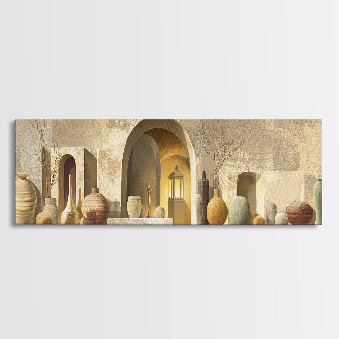 Architectural Archway in Warm Mediterranean Light Canvas Print, Art, Digital Art, Living Room Decor, Watercolor Art, ART-3x1-86