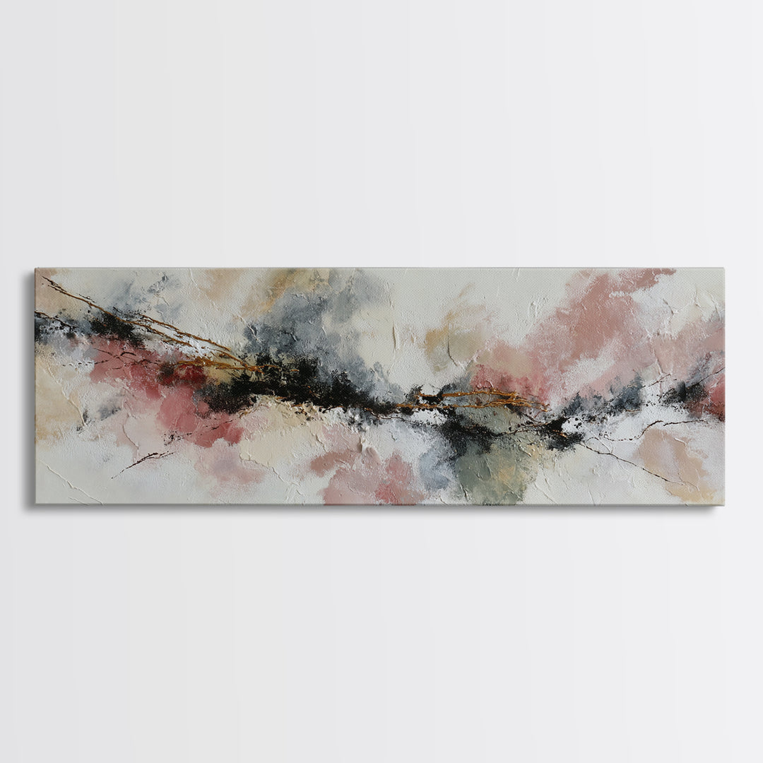Contemporary Abstract with Layered Pigments and Energetic Canvas Print, Art, Canvas Wall Art, Living Room Decor, ART-3x1-90