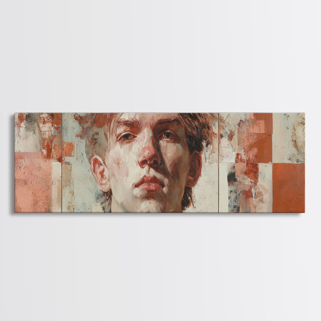 Expressive Portrait with Dramatic Light and Textured Canvas Print, Art, Art Print, Living Room Decor, Fine Art, ART-3x1-92