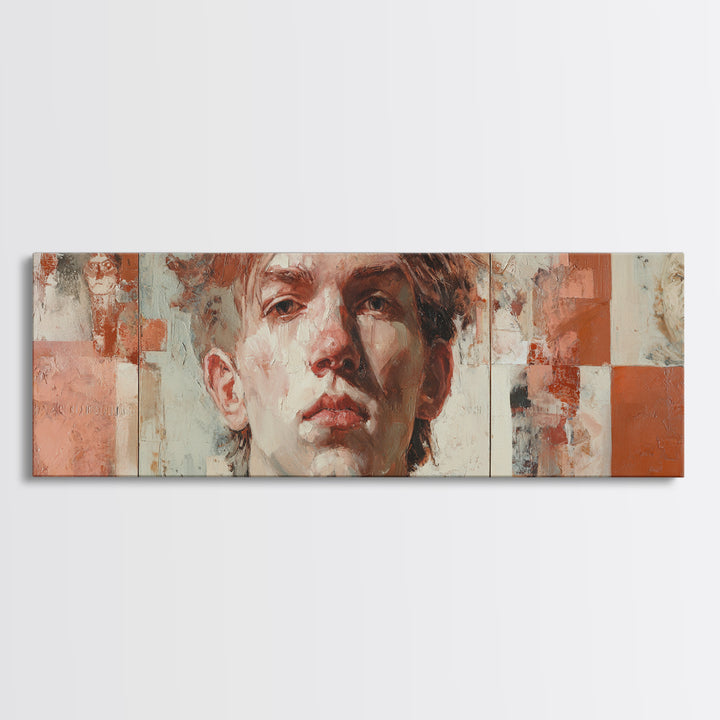 Expressive Portrait with Dramatic Light and Textured Canvas Print, Art, Art Print, Living Room Decor, Fine Art, ART-3x1-92