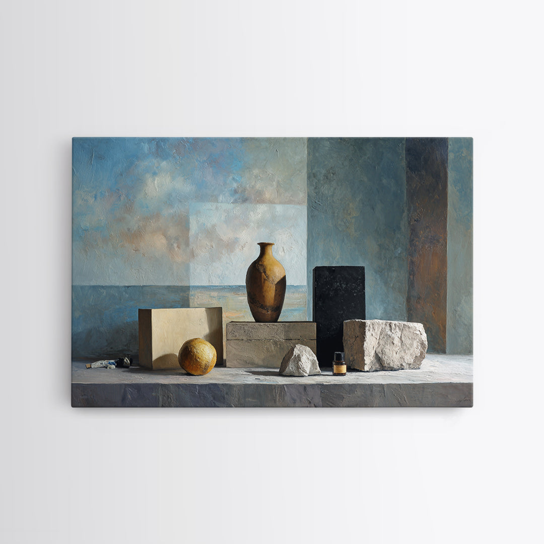 Modern Sculptural Shapes Rendered as Painted Forms Framed Canvas Print, Art, Wall Art Prints, Living Room Decor, Fine Art, ART-3x2-10