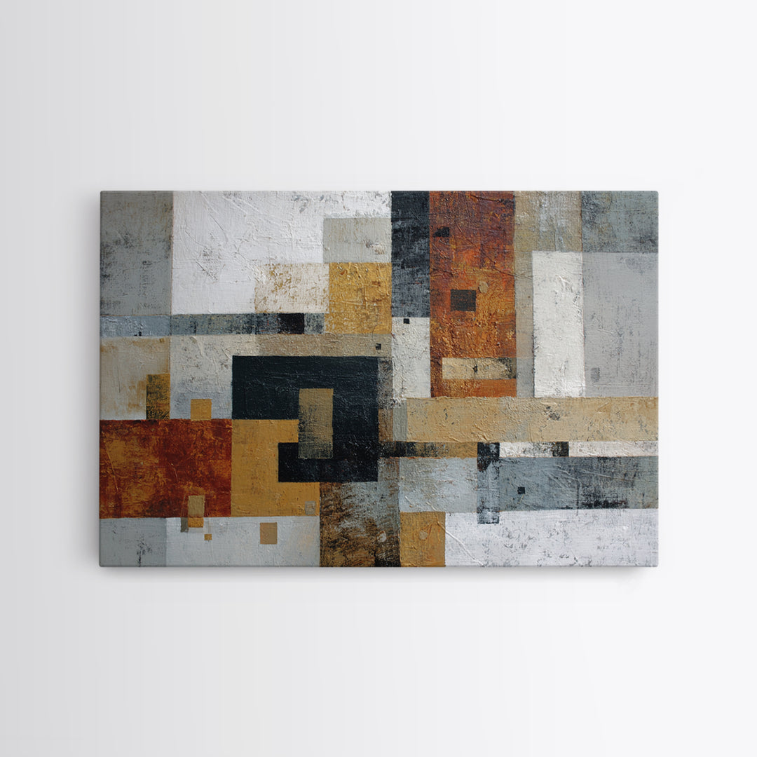Geometric Color Study Framed Canvas Print, Art, Art Commission, Living Room Decor, Abstract Art, Black Art, Framed Art, ART-3x2-13