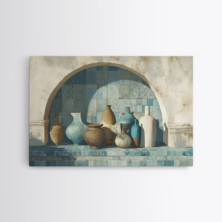 Architectural Archway in Warm Mediterranean Light Canvas Print, Art, Digital Art, Living Room Decor, Watercolor Art, ART-3x2-26