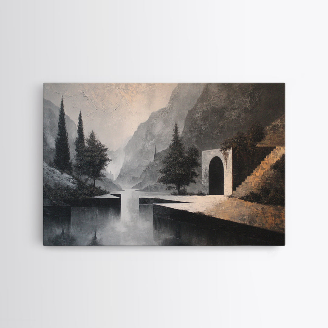 Woodland Path with Golden Autumn Atmosphere Canvas Print, Art, Art Prints, Living Room Decor, Fine Art, Framed Wall Art, ART-3x2-3