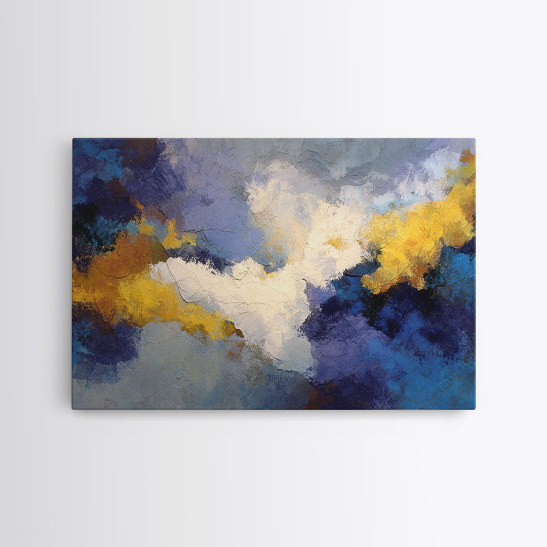 Contemporary Abstract with Layered Pigments and Energetic Canvas Print, Art, Large Wall Art, Living Room Decor, Fine Art, ART-3x2-30