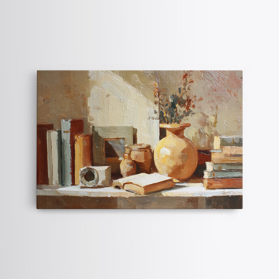 Sunlit Interior Still Life Canvas Print, Art, Art Commission, Living Room Decor, Fine Art, Black Art, Framed Art, ART-3x2-42