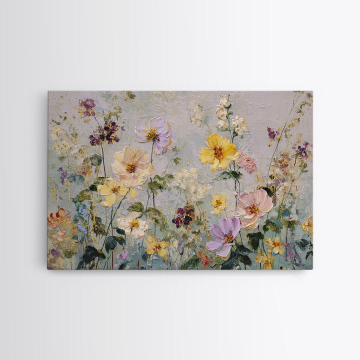 Painterly Meadow with Loose Impressionist Flowers Canvas Print, Art, Canvas Art, Living Room Decor, Fine Art, ART-3x2-43