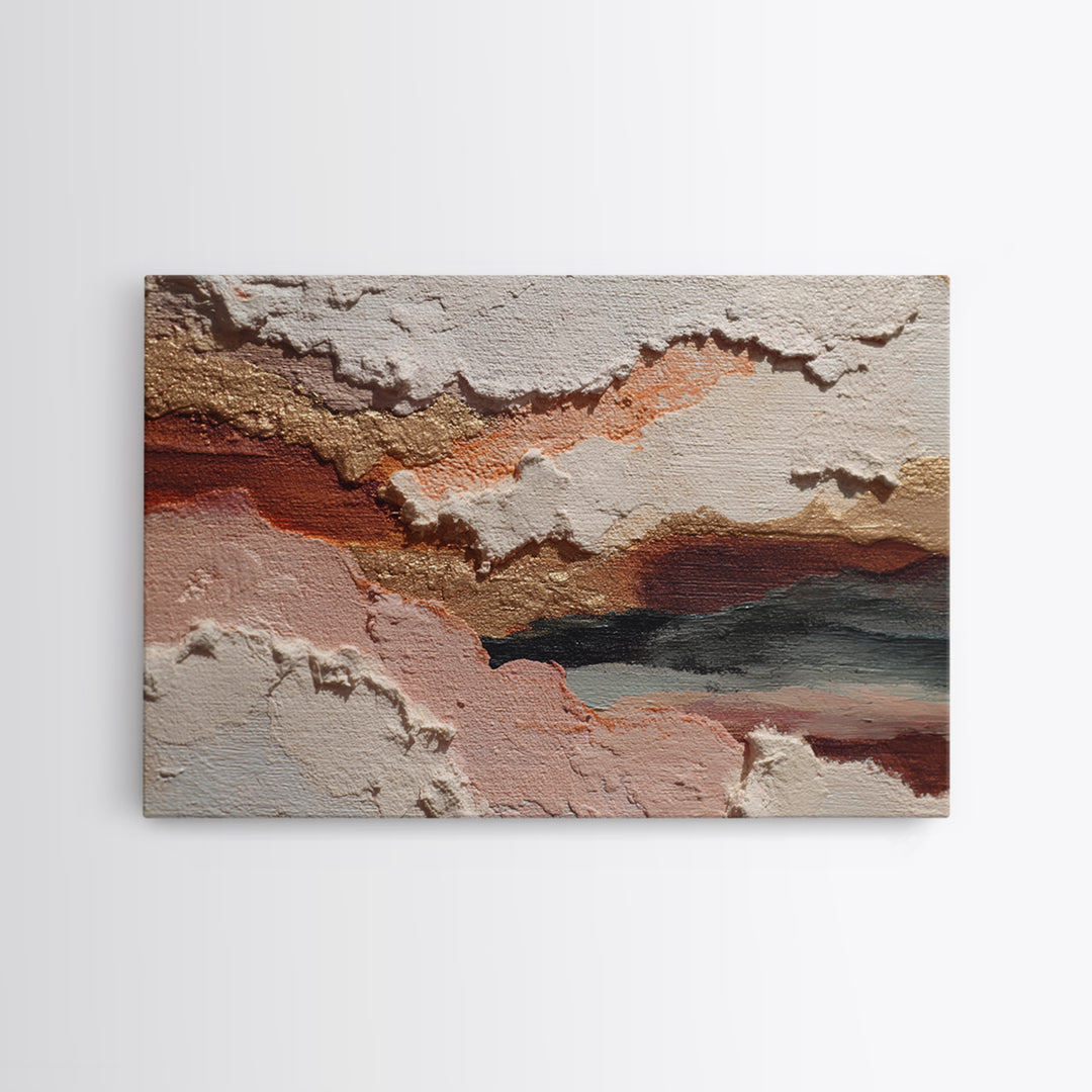 Contemporary Abstract with Layered Pigments and Energetic Canvas Print, Art, Large Wall Art, Living Room Decor, Fine Art, ART-3x2-54