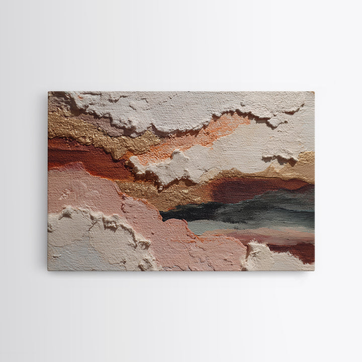 Contemporary Abstract with Layered Pigments and Energetic Canvas Print, Art, Large Wall Art, Living Room Decor, Fine Art, ART-3x2-54