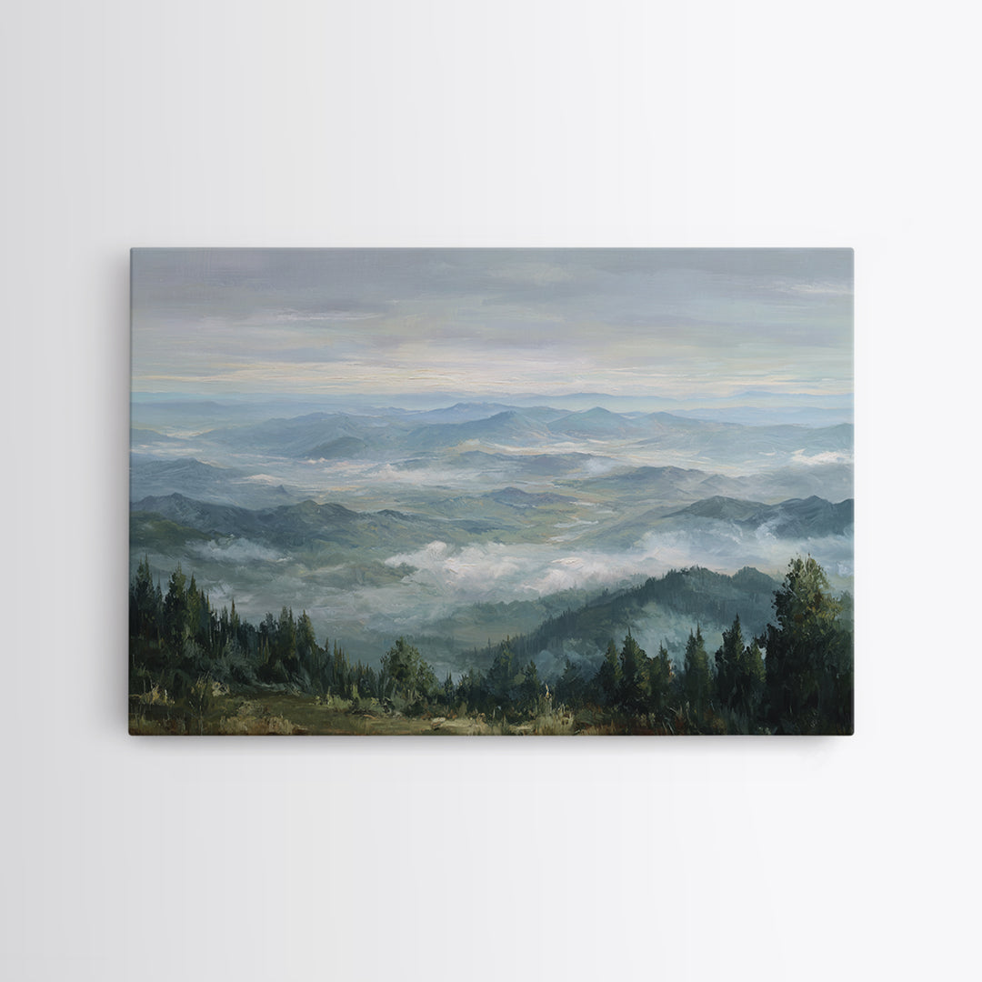 Quiet Mountain Scene Framed Canvas Print, Art, Canvas Wall Art, Living Room Decor, Fine Art, Boho Wall Art, Pink Wall Art, ART-3x2-69