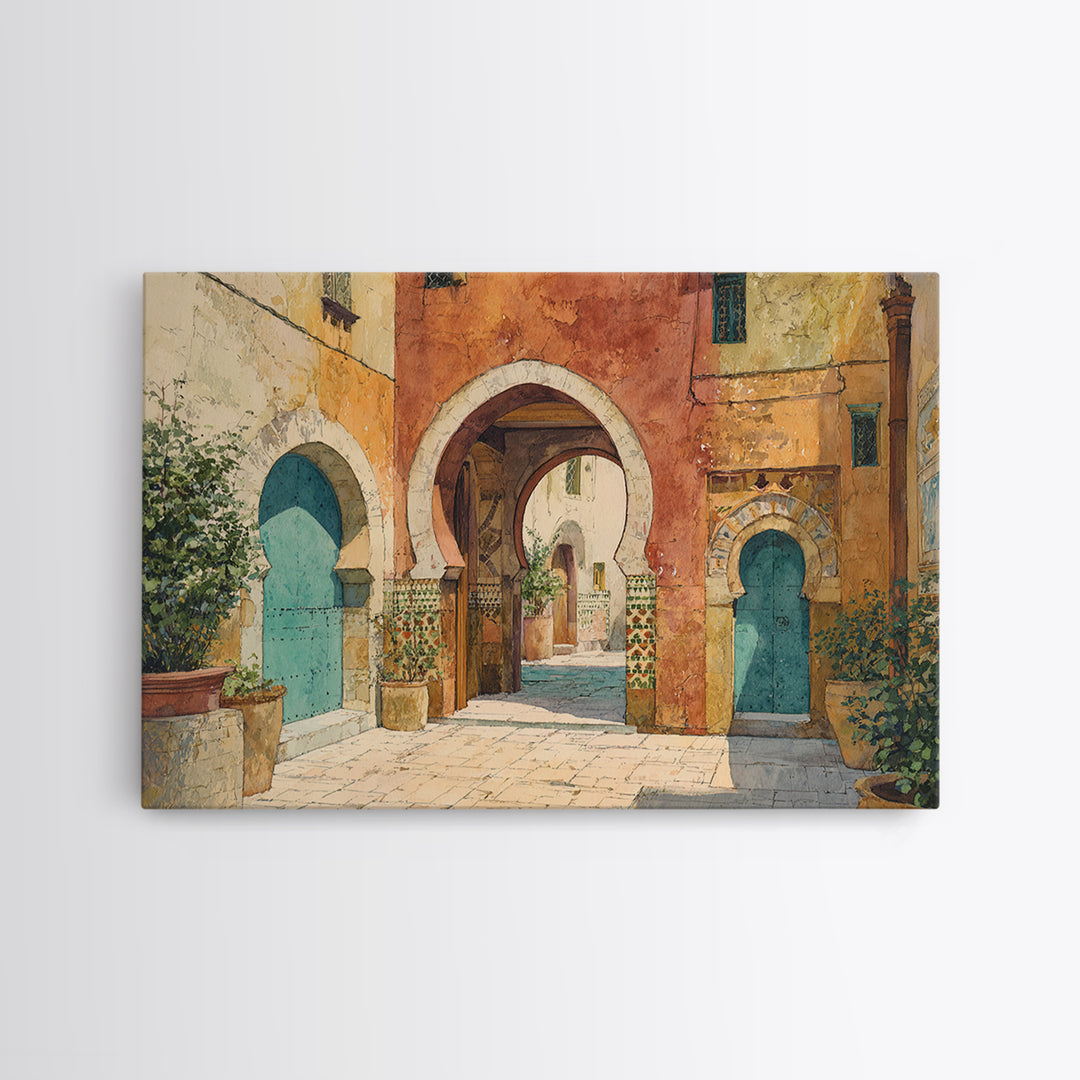 Architectural Archway in Warm Mediterranean Light Canvas Print, Art, Canvas Wall Art, Living Room Decor, Fine Art, ART-3x2-98