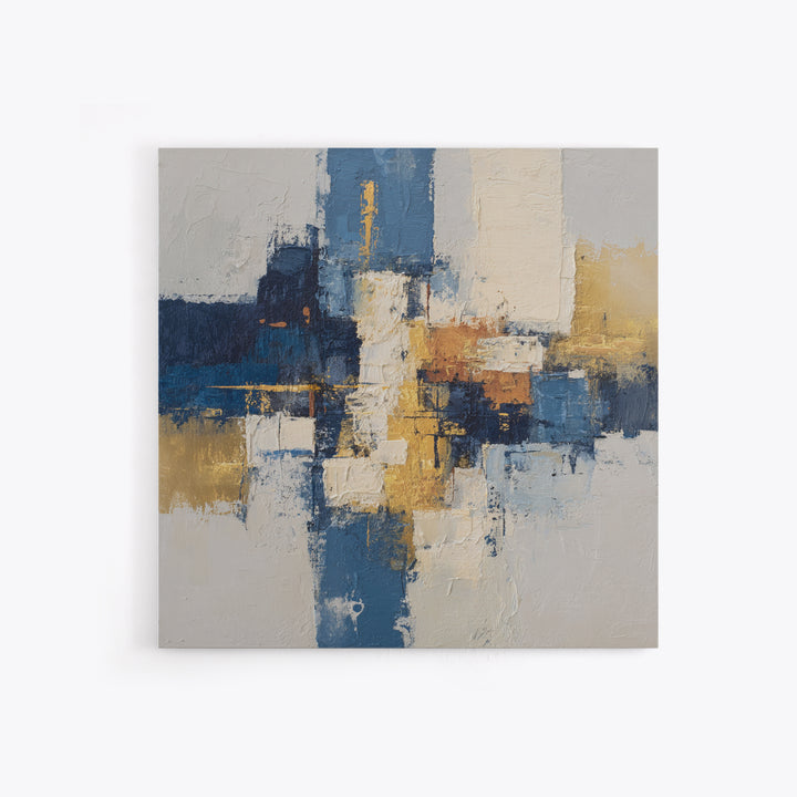 Bold Navy and Ivory Abstract Brushwork Canvas Print, Above Sofa Art, Horizontal Wall Art, Living Room Decor, Abstract Art, ASA-1x1-18