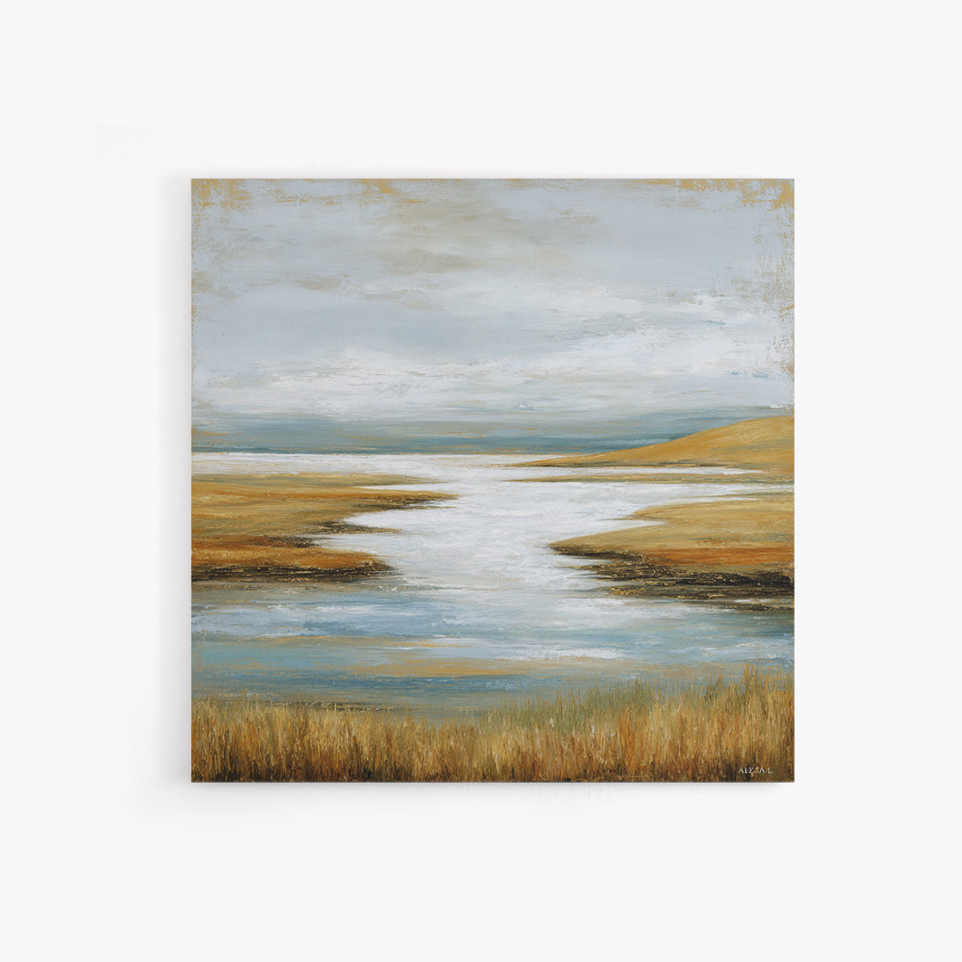 Abstract River Bends Framed Canvas Print, Above Sofa Art, Horizontal Wall Art, Living Room Decor, Fine Art, Statement, ASA-1x1-47