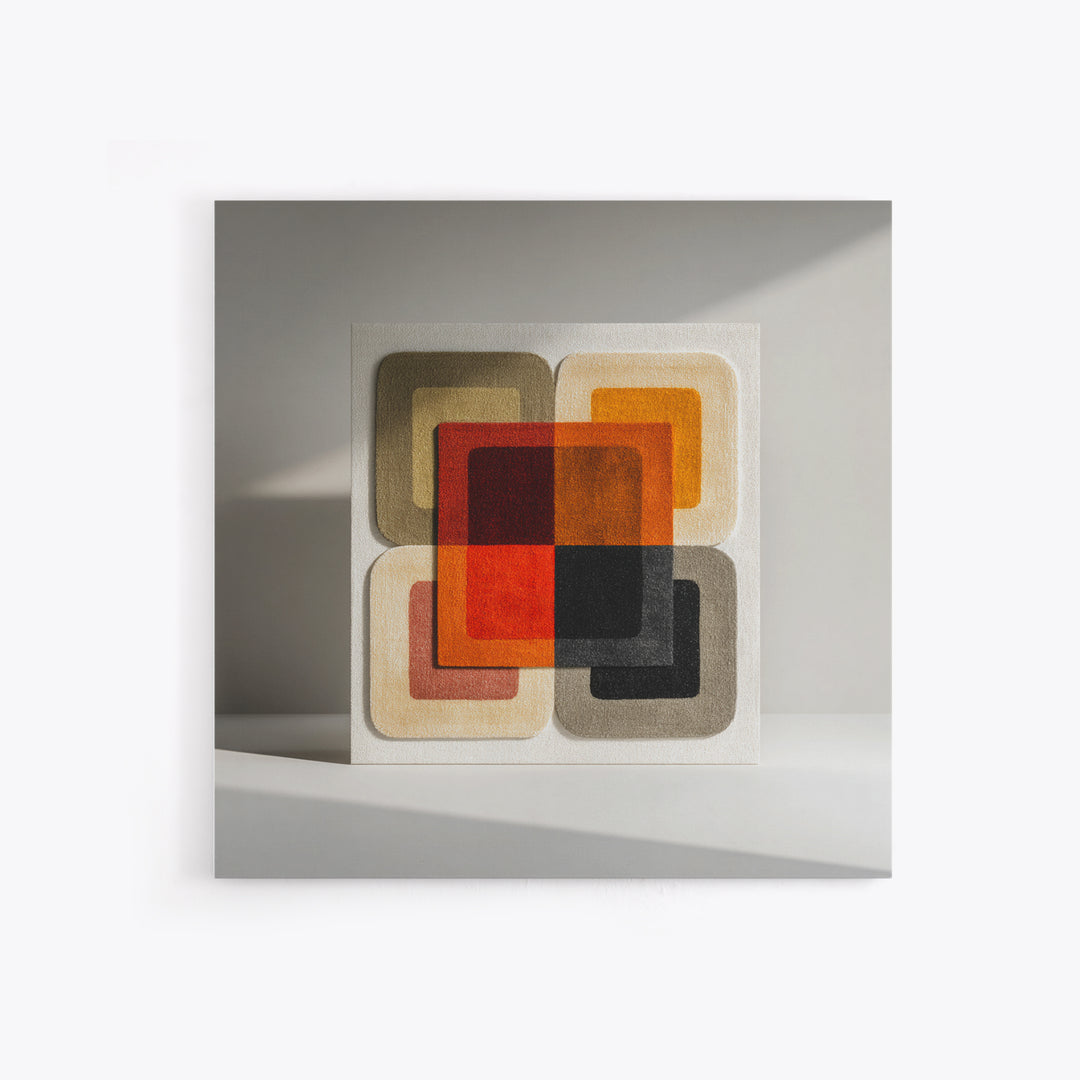 Bold Mid Century Geometric Forms Framed Canvas Print, Above Sofa Art, Living Room Wall Art, Living Room Decor, Abstract Art, ASA-1x1-52