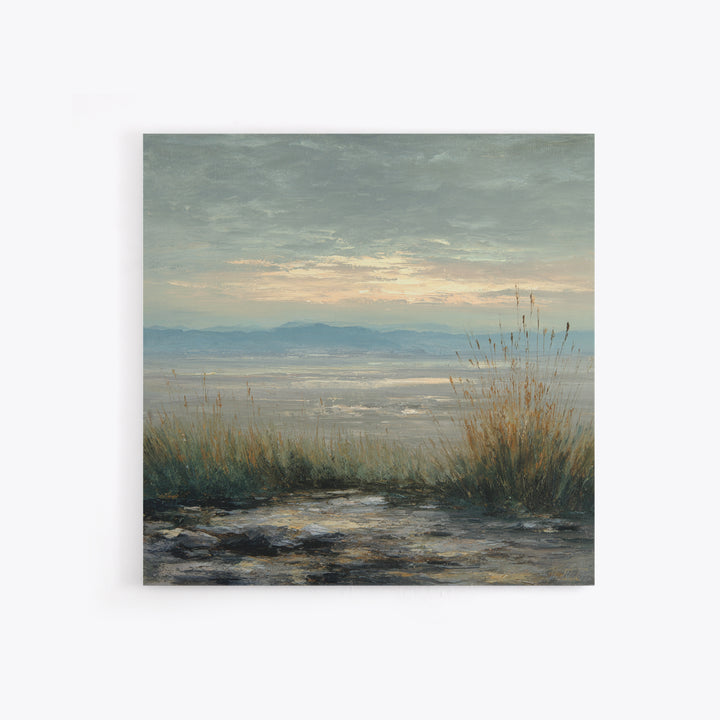 Dramatic Cloudscape over a Distant Valley Canvas Print, Above Sofa Art, Bauhaus Print, Living Room Decor, Statement, ASA-1x1-53