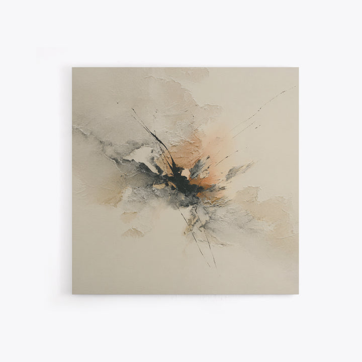 Minimal Black Ink Composition Framed Canvas Print, Above Sofa Art, Living Room Decor, Fine Art, Statement 056, Set of Prints, ASA-1x1-56