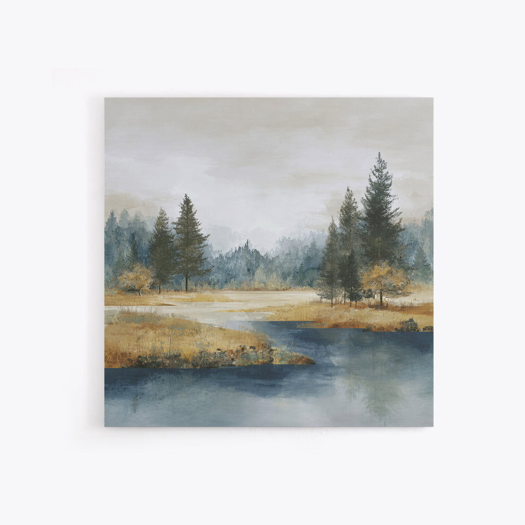 Modern Scandinavian Forest Framed Canvas Print, Above Sofa Art, Bauhaus Print, Living Room Decor, Oil Painting, Statement, ASA-1x1-63