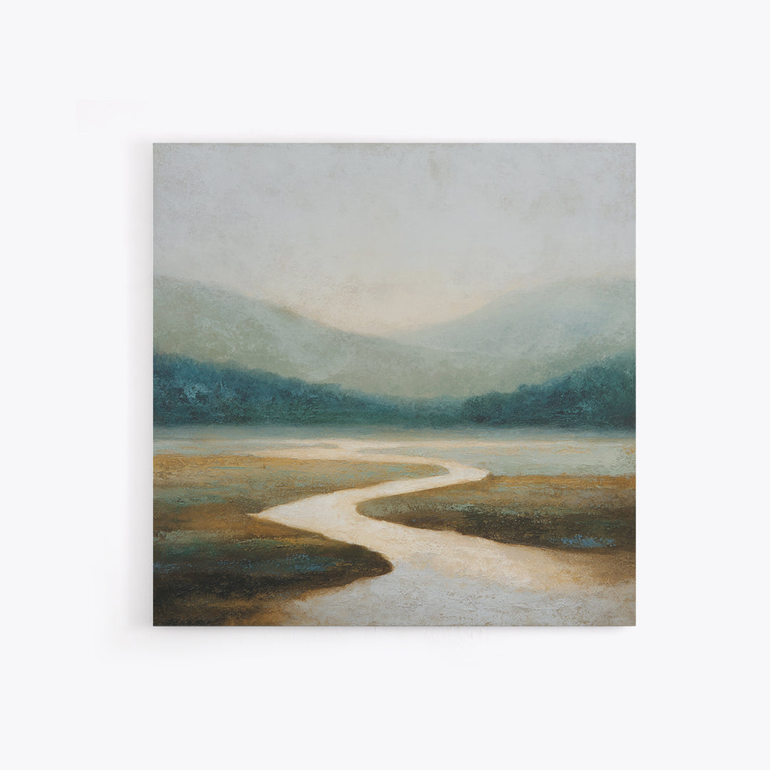 Abstract River Bends Framed Canvas Print, Above Sofa Art, Japandi Wall Art, Living Room Decor, Abstract Art, Statement, ASA-1x1-71