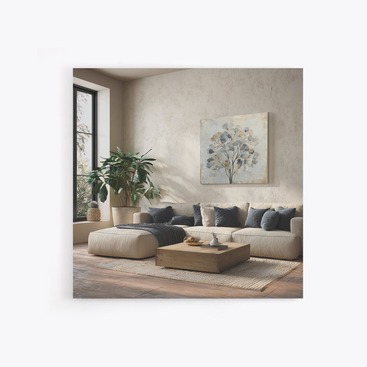 Large Modern Organic Shapes Framed Canvas Print, Above Sofa Art, Coastal Decor, Living Room Decor, Abstract Art, Statement, ASA-1x1-74