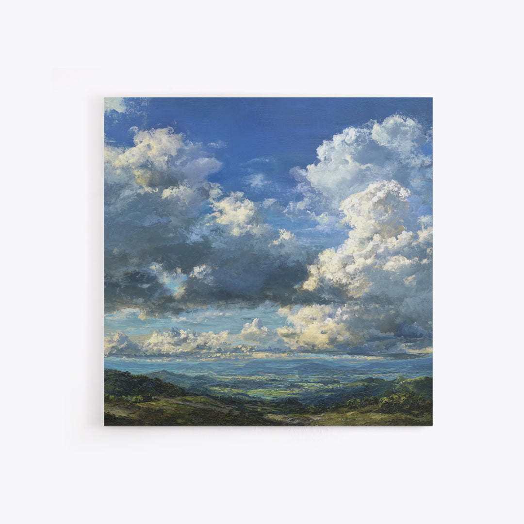 Dramatic Cloudscape over a Distant Valley Canvas Print, Above Sofa Art, Modern Decor, Living Room Decor, Fine Art, Statement, ASA-1x1-77