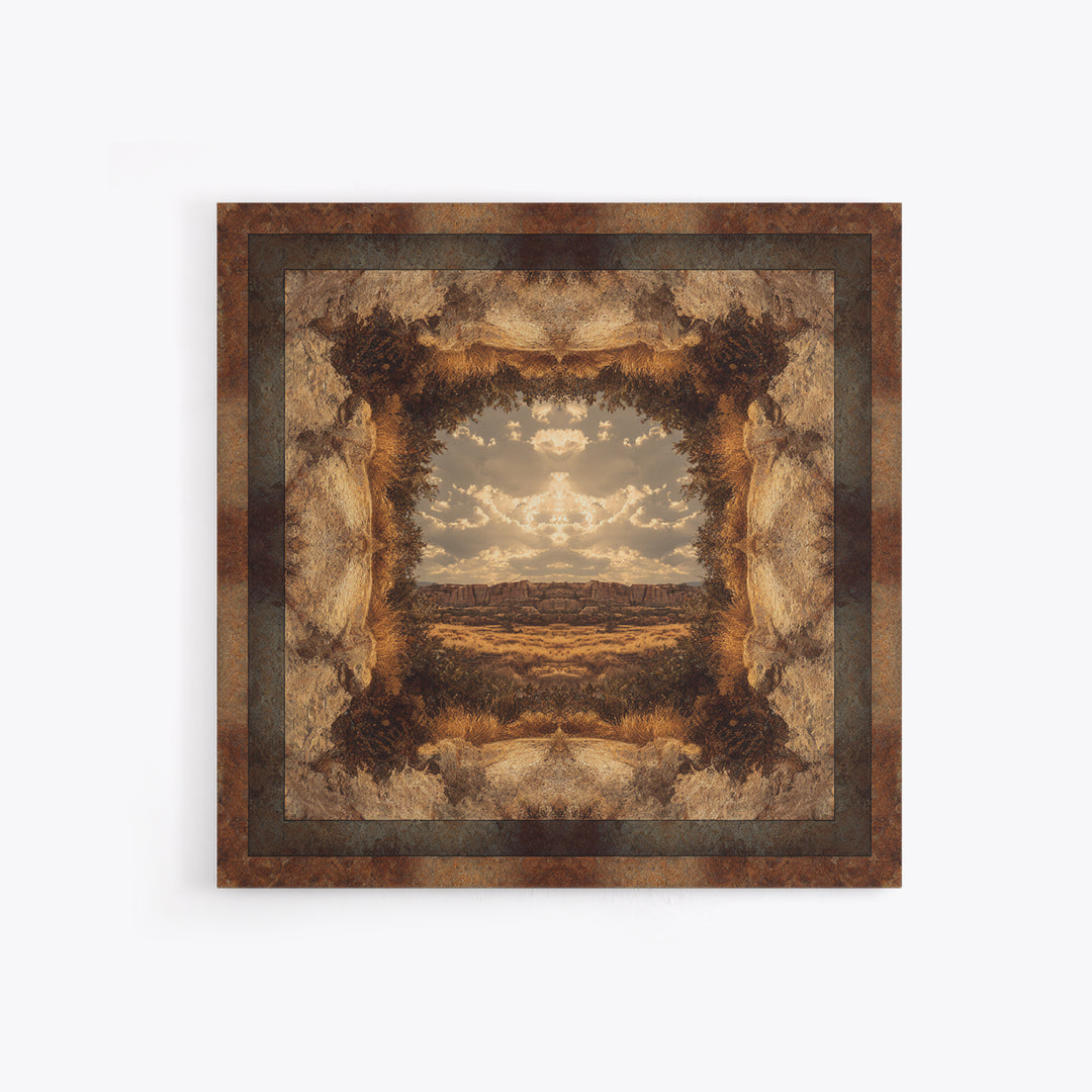 Desert Mesa Panorama Canvas Print, Above Sofa Art, Bauhaus Print, Living Room Decor, Fine Art, Statement, Textured Painting, ASA-1x1-92