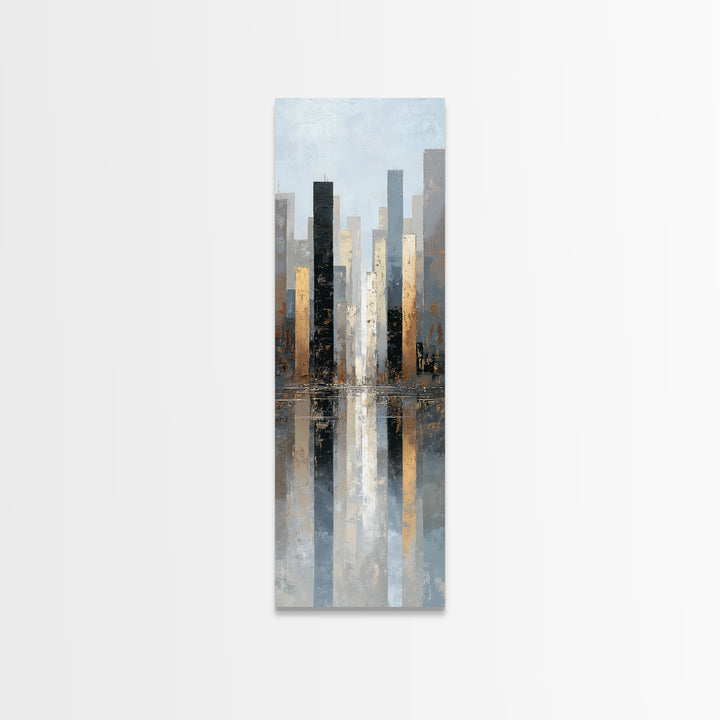 Quiet City Skyline Reduced to Elegant Shapes Canvas Print, Above Sofa Art, Wall Art Print, Living Room Decor, Abstract Art, ASA-1x3-10