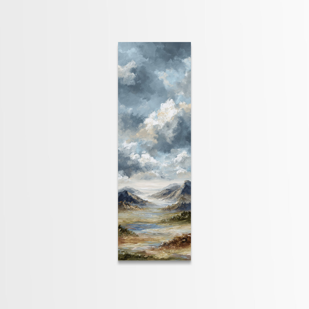 Dramatic Cloudscape over a Distant Valley Canvas Print, Above Sofa Art, Modern Decor, Living Room Decor, Fine Art, Statement, ASA-1x3-17