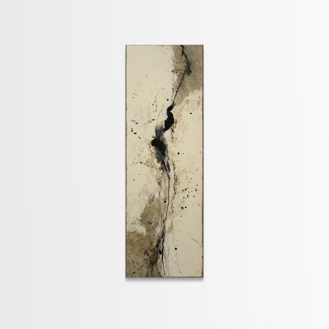 Minimal Black Ink Composition Framed Canvas Print, Above Sofa Art, Botanical Wall Art, Living Room Decor, Fine Art, Statement, ASA-1x3-20