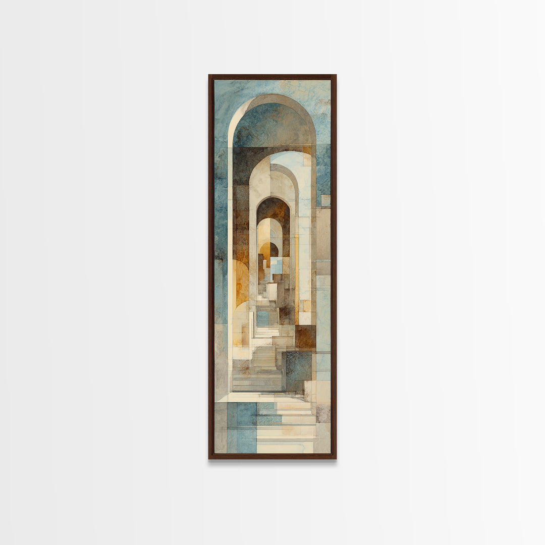 Architectural Arch Study Canvas Print, Above Sofa Art, Japandi Wall Art, Living Room Decor, Watercolor Art, Statement, ASA-1x3-21