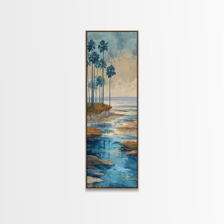 Moody Seascape at Twilight Framed Canvas Print, Above Sofa Art, Gallery Decor, Living Room Decor, Fine Art, Statement, ASA-1x3-24