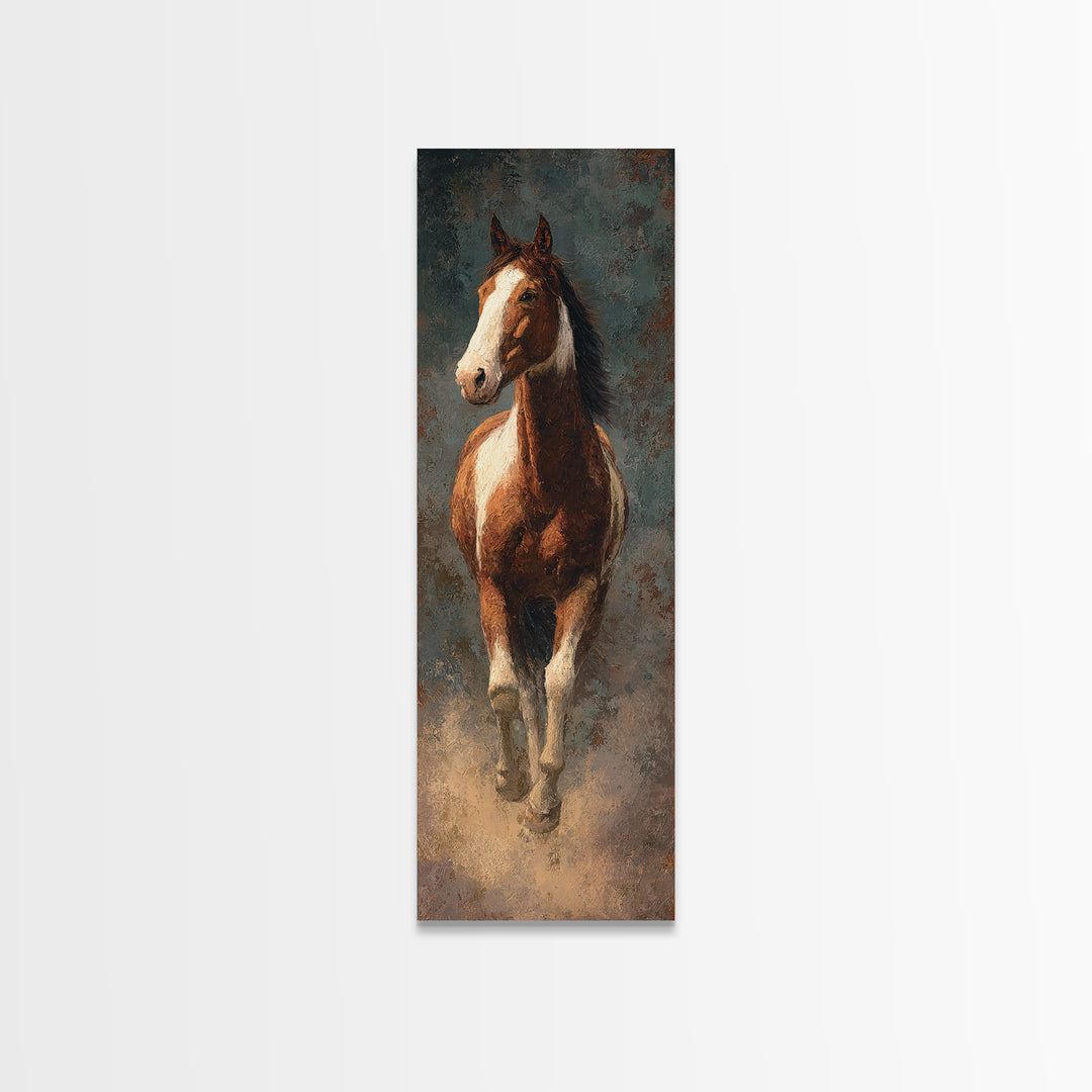 Statement Horse Silhouette Canvas Print, Above Sofa Art, Textured Painting, Living Room Decor, Statement, Abstract Wall Art, ASA-1x3-25