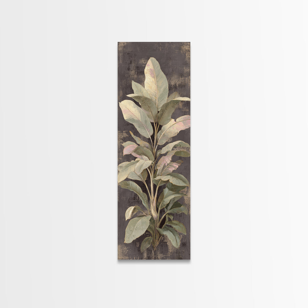 Large Botanical Leaves Canvas Print, Above Sofa Art, Living Room Decor, Oil Painting, Statement 333, Set of Wall Art, ASA-1x3-33
