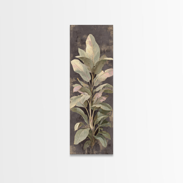 Large Botanical Leaves Canvas Print, Above Sofa Art, Living Room Decor, Oil Painting, Statement 333, Set of Wall Art, ASA-1x3-33