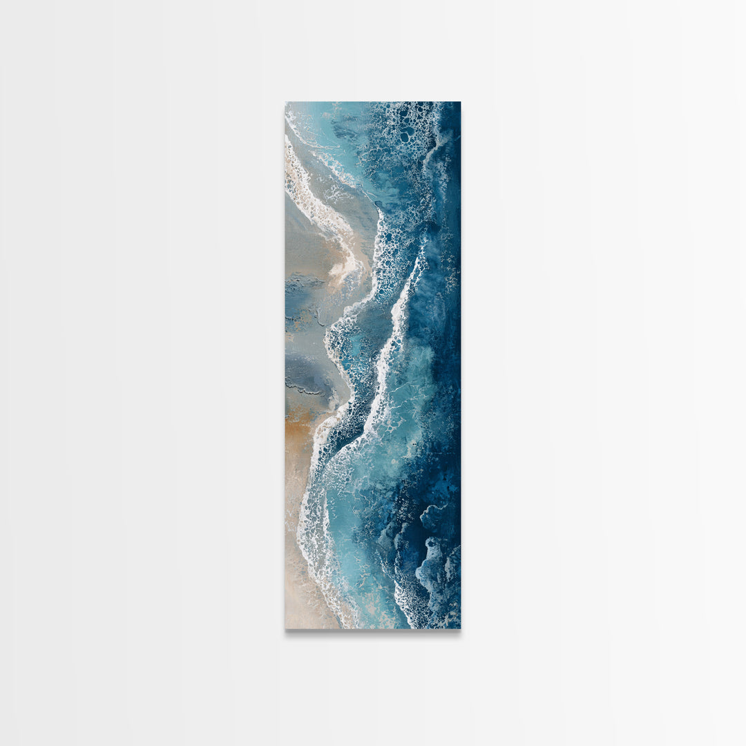 Panoramic Coastal Shoreline from an Aerial View Canvas Print, Above Sofa Art, Textured Painting, Living Room Decor, Statement, ASA-1x3-39