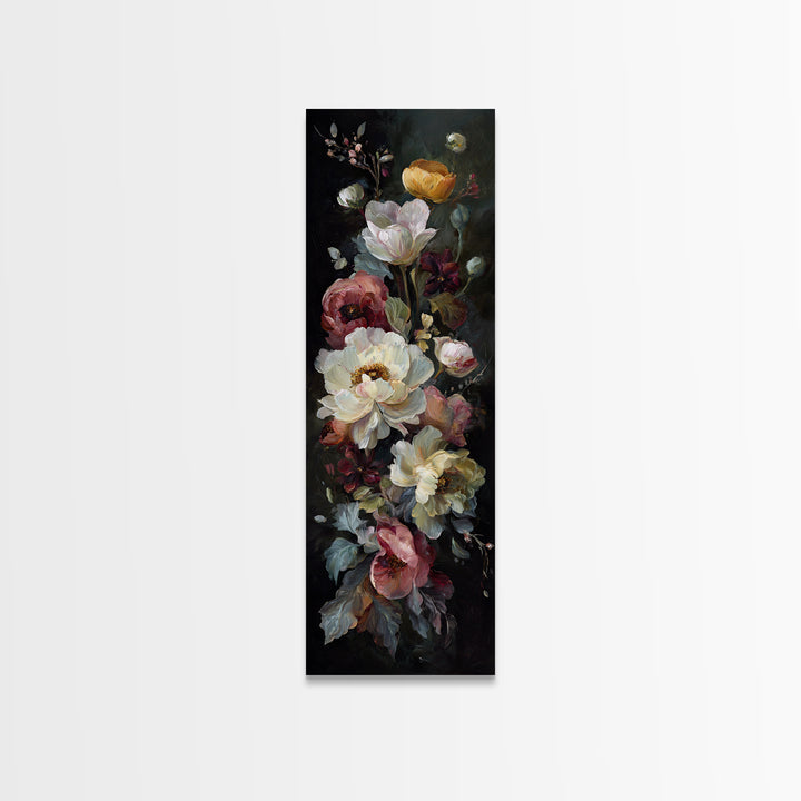 Large Expressive Floral Bouquet Canvas Print, Above Sofa Art, Above Bed Decor, Living Room Decor, Oil Painting, Statement, ASA-1x3-42