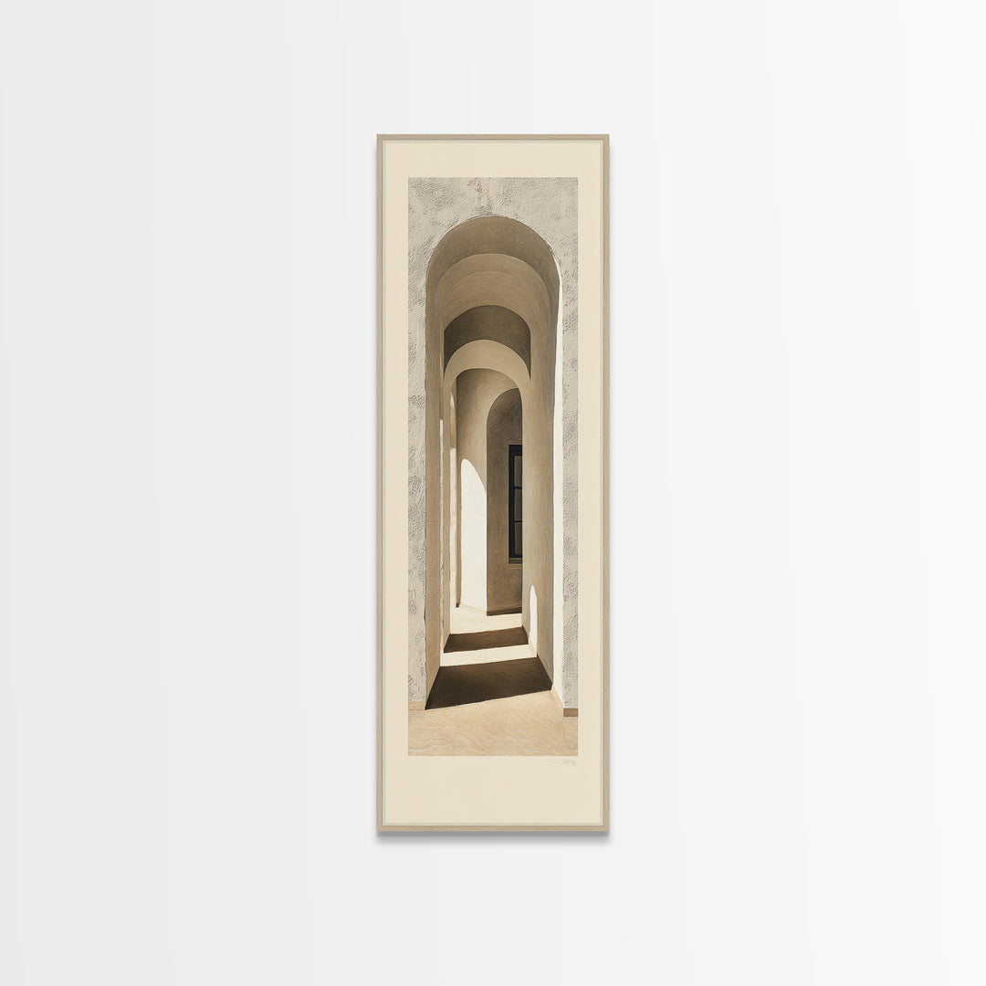 Architectural Arch Study Framed Canvas Print, Above Sofa Art, Botanical Wall Art, Living Room Decor, Oil Painting, Statement, ASA-1x3-45