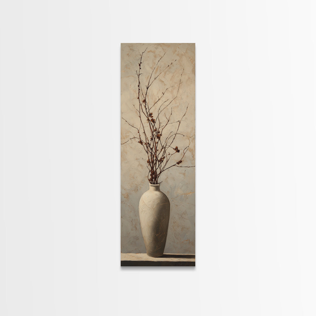 Large Neutral Still Life Framed Canvas Print, Above Sofa Art, Japandi Wall Art, Living Room Decor, Watercolor Art, Statement, ASA-1x3-50