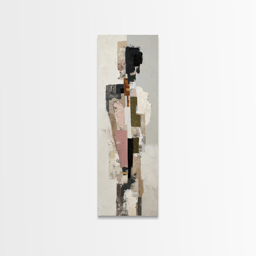 Luxury Monochrome Stone Composition Canvas Print, Above Sofa Art, Wall Art, Living Room Decor, Oil Painting, Statement, ASA-1x3-55