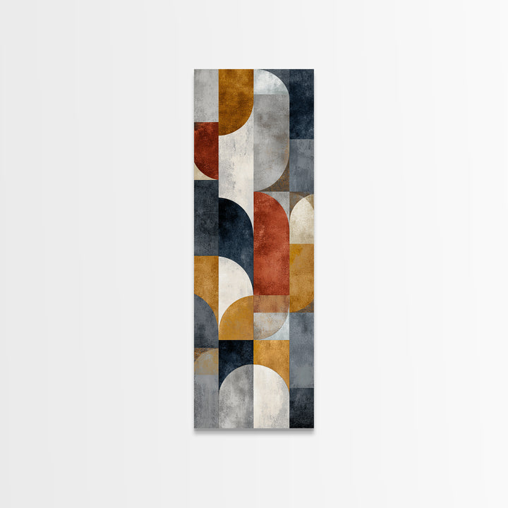 Bold Mid Century Geometric Forms Framed Canvas Print, Above Sofa Art, Home Decor, Living Room Decor, Abstract Art, Statement, ASA-1x3-64