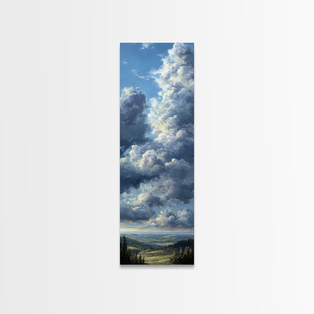 Dramatic Cloudscape over a Distant Valley Canvas Print, Above Sofa Art, Fine Art Print, Living Room Decor, Fine Art, Statement, ASA-1x3-65