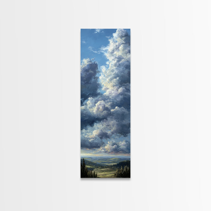 Dramatic Cloudscape over a Distant Valley Canvas Print, Above Sofa Art, Fine Art Print, Living Room Decor, Fine Art, Statement, ASA-1x3-65