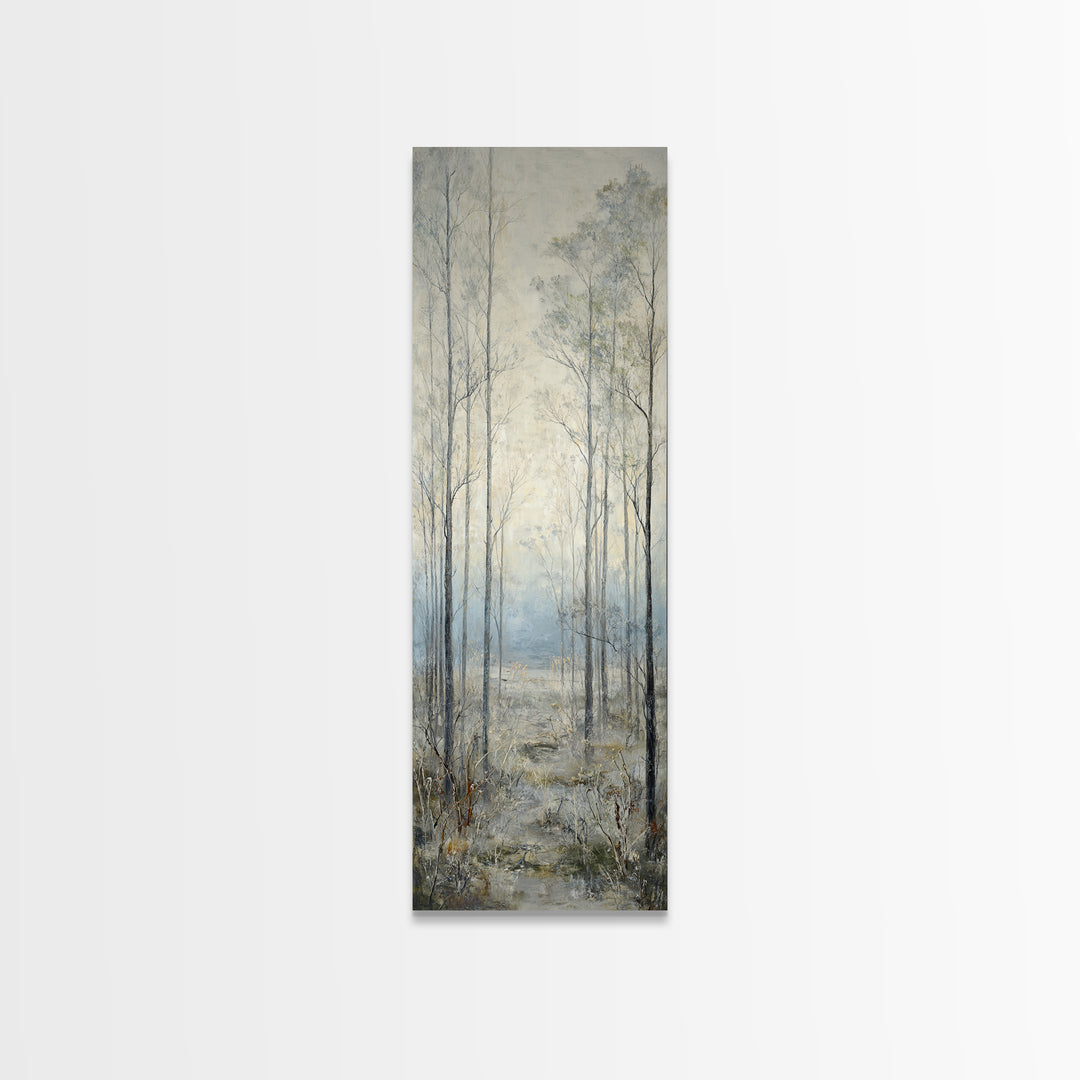Modern Scandinavian Forest Framed Canvas Print, Above Sofa Art, Frame Tv Art, Living Room Decor, Oil Painting, Statement, ASA-1x3-75