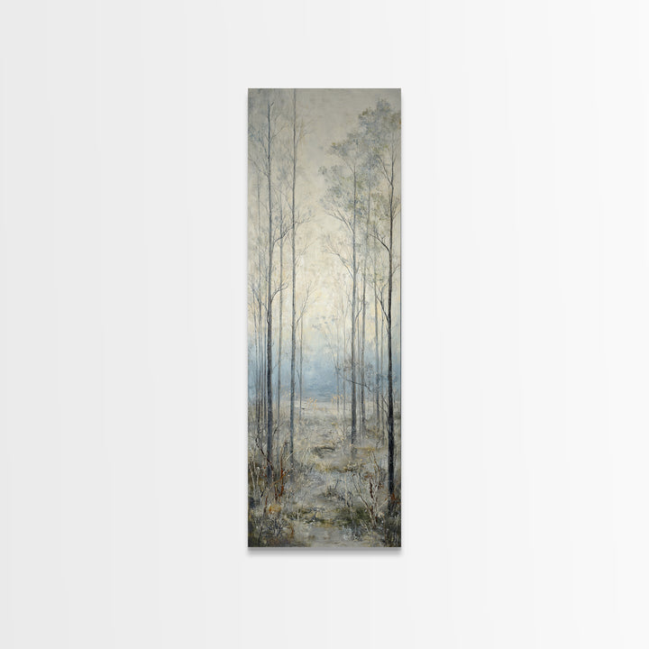 Modern Scandinavian Forest Framed Canvas Print, Above Sofa Art, Frame Tv Art, Living Room Decor, Oil Painting, Statement, ASA-1x3-75