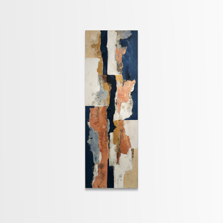 Bold Navy and Ivory Abstract Brushwork Canvas Print, Above Sofa Art, Floral Wall Art, Living Room Decor, Abstract Art, ASA-1x3-78