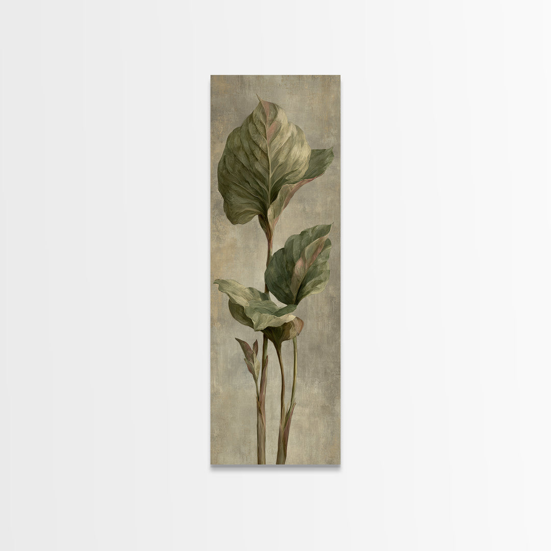 Large Botanical Leaves Canvas Print, Above Sofa Art, Framed Wall Art, Living Room Decor, Statement, Living Room Wall Art, ASA-1x3-81
